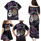 Personalised New Zealand Darts Family Matching Puletasi and Hawaiian Shirt Ngutukaka Manaia Taniko Luxury Purple - Aussie Hoodie