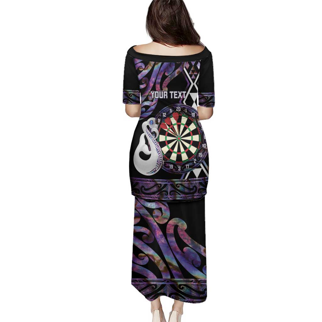 Personalised New Zealand Darts Family Matching Puletasi and Hawaiian Shirt Ngutukaka Manaia Taniko Luxury Purple - Aussie Hoodie