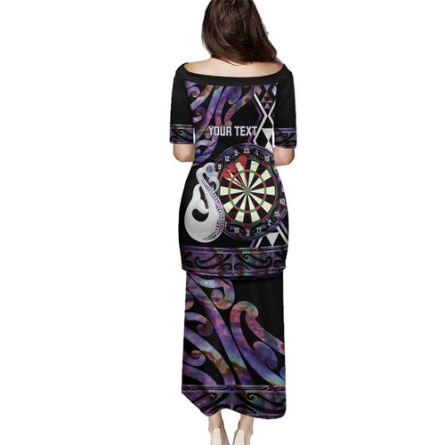 Personalised New Zealand Darts Family Matching Puletasi and Hawaiian Shirt Ngutukaka Manaia Taniko Luxury Purple - Aussie Hoodie