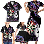 Personalised New Zealand Darts Family Matching Short Sleeve Bodycon Dress and Hawaiian Shirt Ngutukaka Manaia Taniko Luxury Purple - Aussie Hoodie