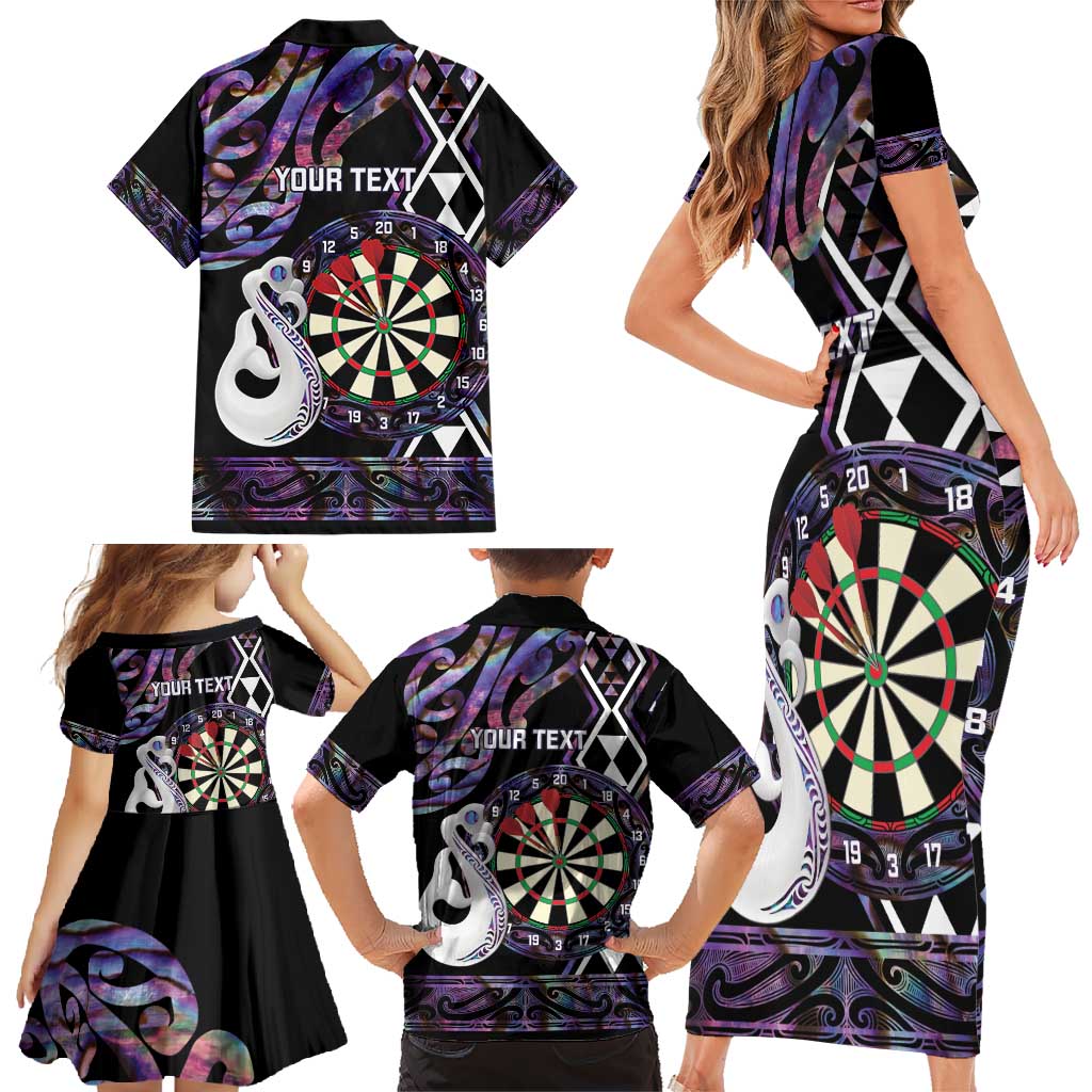 Personalised New Zealand Darts Family Matching Short Sleeve Bodycon Dress and Hawaiian Shirt Ngutukaka Manaia Taniko Luxury Purple - Aussie Hoodie
