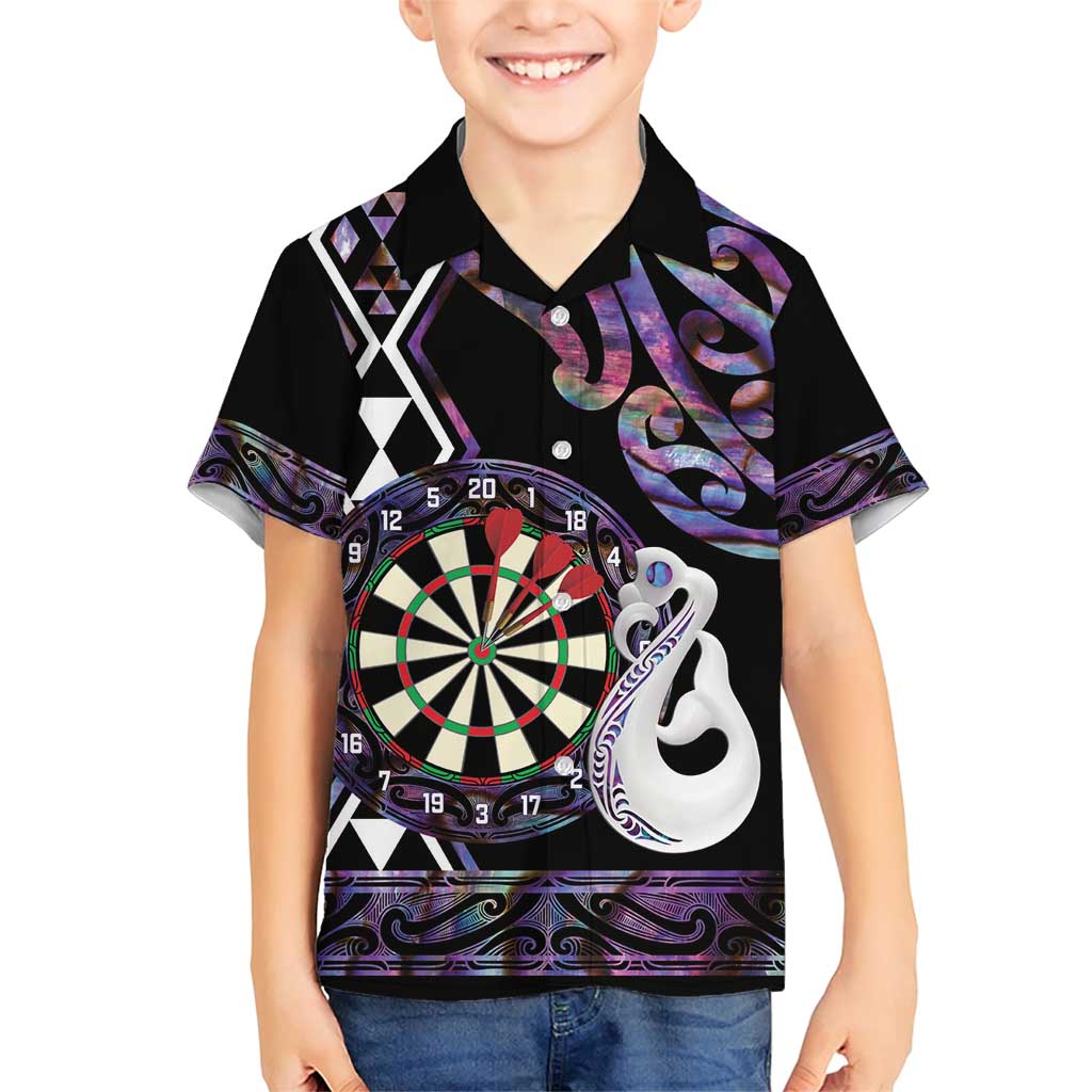 Personalised New Zealand Darts Family Matching Short Sleeve Bodycon Dress and Hawaiian Shirt Ngutukaka Manaia Taniko Luxury Purple - Aussie Hoodie