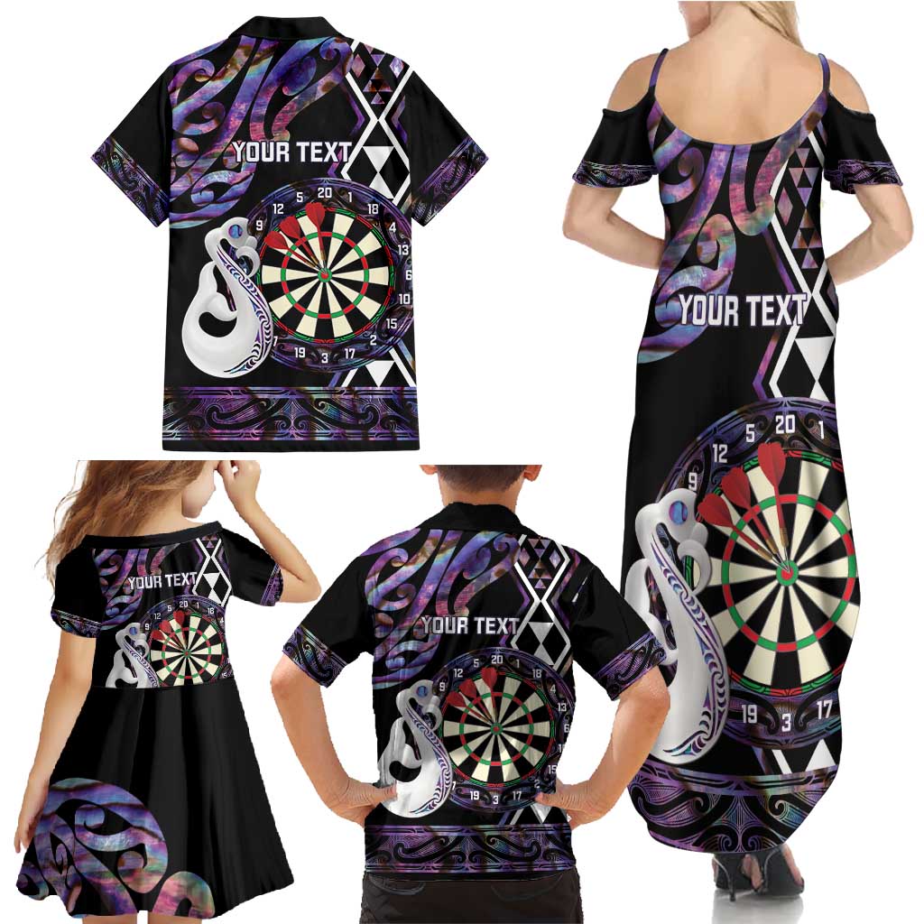 Personalised New Zealand Darts Family Matching Summer Maxi Dress and Hawaiian Shirt Ngutukaka Manaia Taniko Luxury Purple - Aussie Hoodie