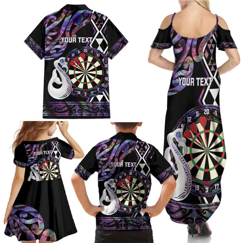 Personalised New Zealand Darts Family Matching Summer Maxi Dress and Hawaiian Shirt Ngutukaka Manaia Taniko Luxury Purple - Aussie Hoodie