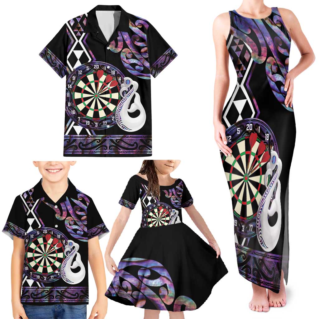 Personalised New Zealand Darts Family Matching Tank Maxi Dress and Hawaiian Shirt Ngutukaka Manaia Taniko Luxury Purple - Aussie Hoodie