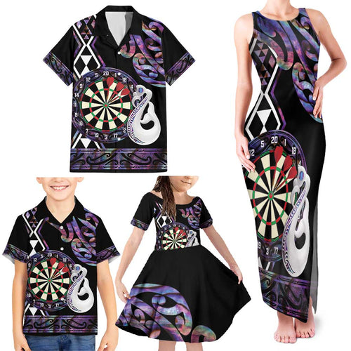 Personalised New Zealand Darts Family Matching Tank Maxi Dress and Hawaiian Shirt Ngutukaka Manaia Taniko Luxury Purple - Aussie Hoodie