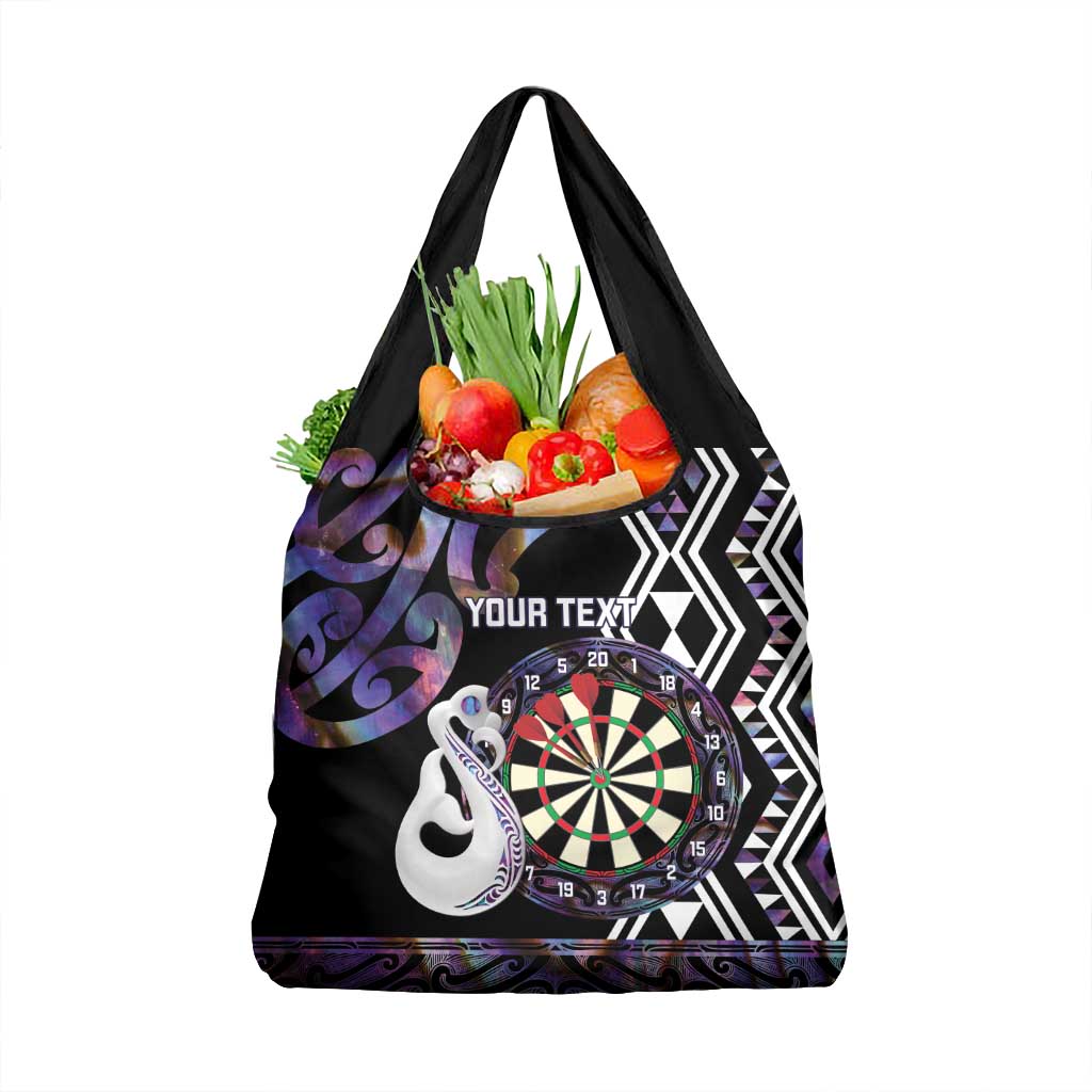 Personalised New Zealand Darts Grocery Bag Ngutukaka Manaia Taniko Luxury Purple - Aussie Hoodie
