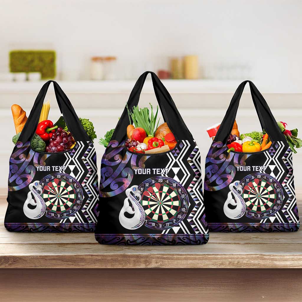 Personalised New Zealand Darts Grocery Bag Ngutukaka Manaia Taniko Luxury Purple - Aussie Hoodie