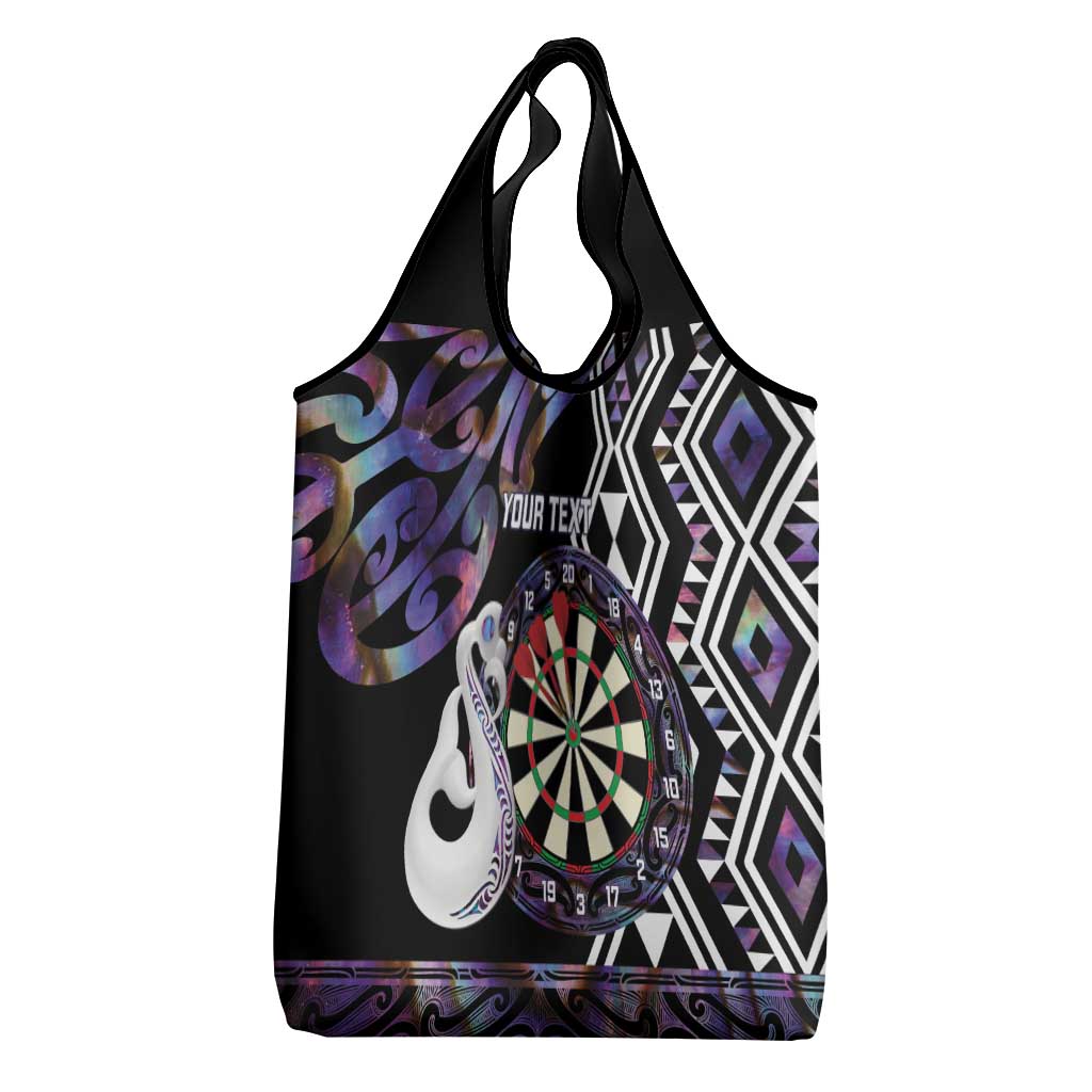 Personalised New Zealand Darts Grocery Bag Ngutukaka Manaia Taniko Luxury Purple - Aussie Hoodie