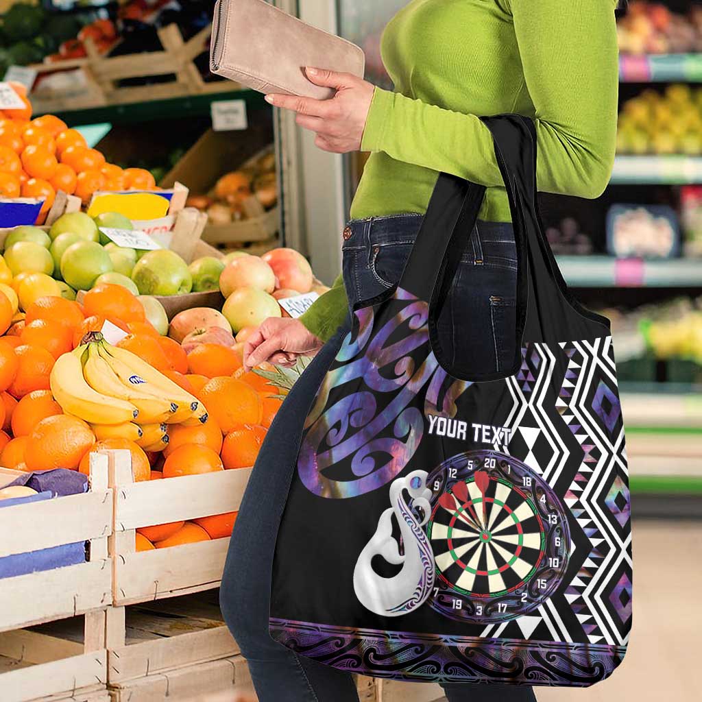 Personalised New Zealand Darts Grocery Bag Ngutukaka Manaia Taniko Luxury Purple - Aussie Hoodie