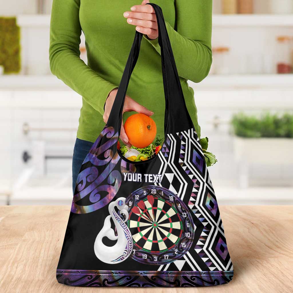 Personalised New Zealand Darts Grocery Bag Ngutukaka Manaia Taniko Luxury Purple - Aussie Hoodie