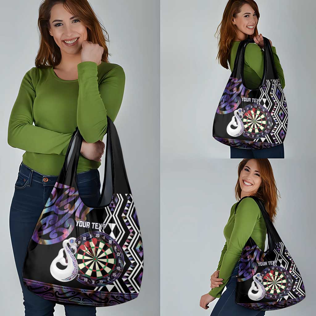 Personalised New Zealand Darts Grocery Bag Ngutukaka Manaia Taniko Luxury Purple - Aussie Hoodie
