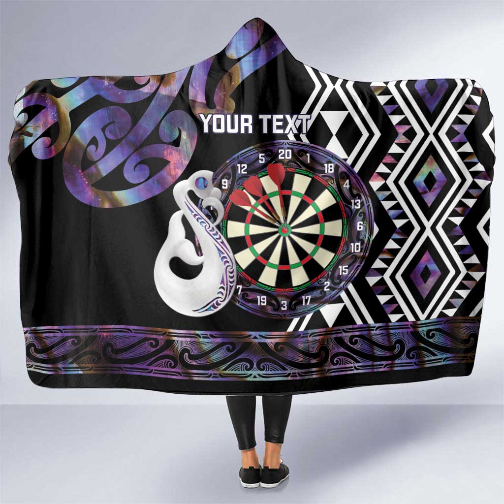 Personalised New Zealand Darts Hooded Blanket Ngutukaka Manaia Taniko Luxury Purple - Aussie Hoodie