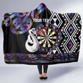 Personalised New Zealand Darts Hooded Blanket Ngutukaka Manaia Taniko Luxury Purple - Aussie Hoodie