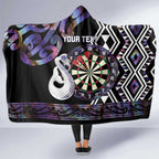 Personalised New Zealand Darts Hooded Blanket Ngutukaka Manaia Taniko Luxury Purple - Aussie Hoodie