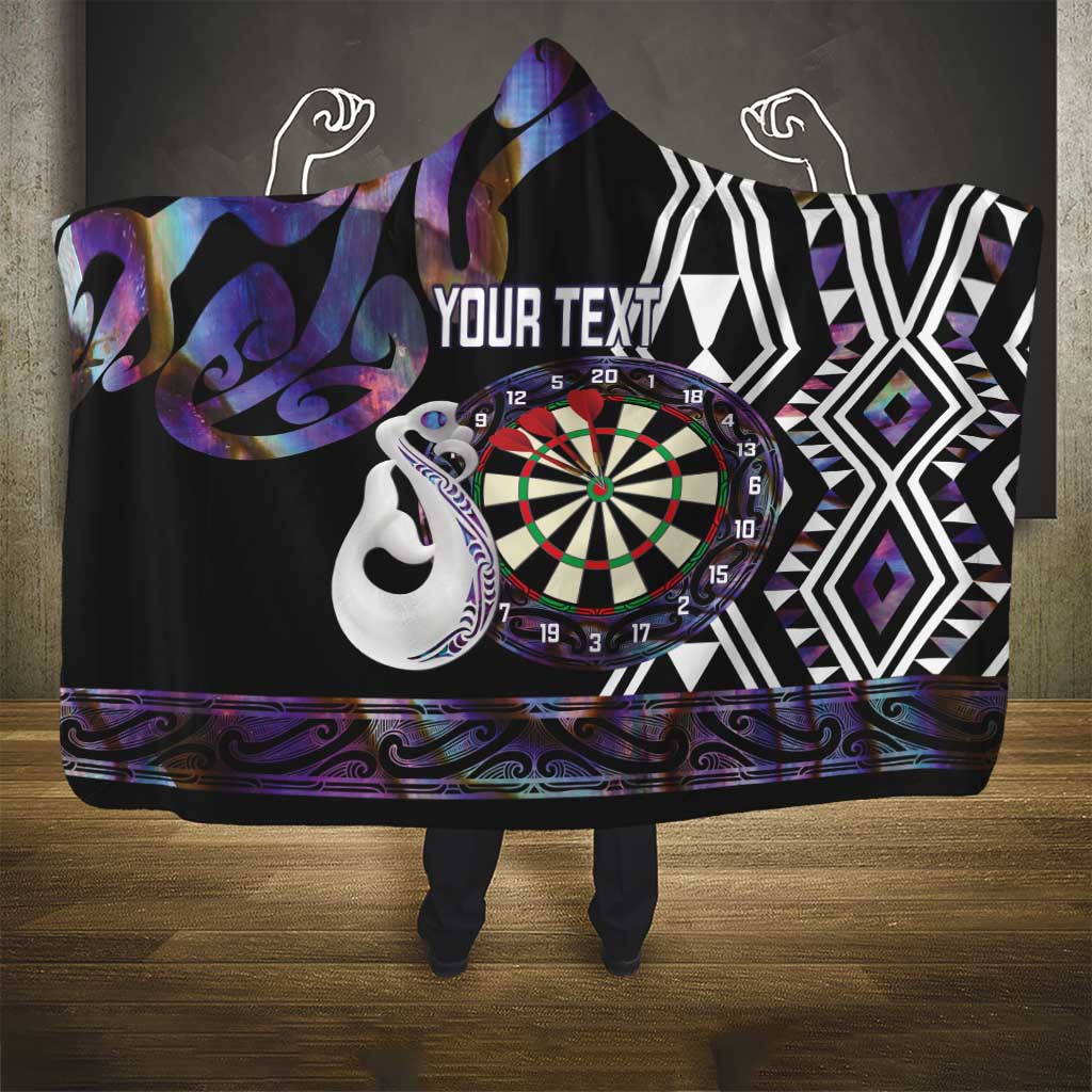 Personalised New Zealand Darts Hooded Blanket Ngutukaka Manaia Taniko Luxury Purple - Aussie Hoodie