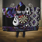 Personalised New Zealand Darts Hooded Blanket Ngutukaka Manaia Taniko Luxury Purple - Aussie Hoodie