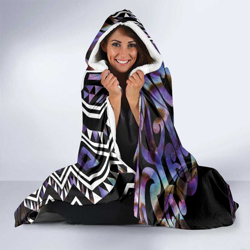 Personalised New Zealand Darts Hooded Blanket Ngutukaka Manaia Taniko Luxury Purple - Aussie Hoodie