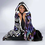 Personalised New Zealand Darts Hooded Blanket Ngutukaka Manaia Taniko Luxury Purple - Aussie Hoodie