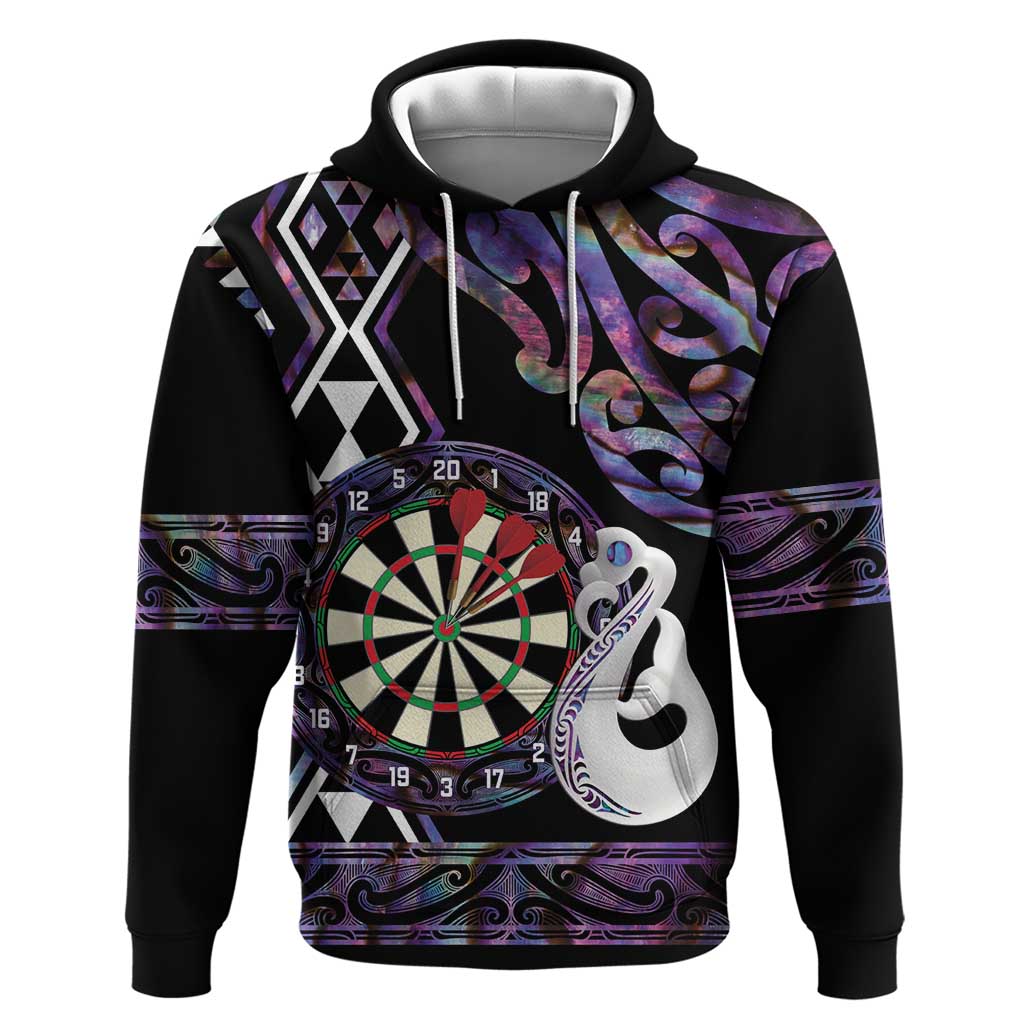 Personalised New Zealand Darts Hoodie Ngutukaka Manaia Taniko Luxury Purple - Aussie Hoodie