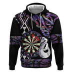 Personalised New Zealand Darts Hoodie Ngutukaka Manaia Taniko Luxury Purple - Aussie Hoodie