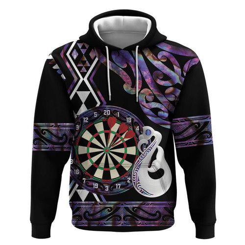 Personalised New Zealand Darts Hoodie Ngutukaka Manaia Taniko Luxury Purple - Aussie Hoodie