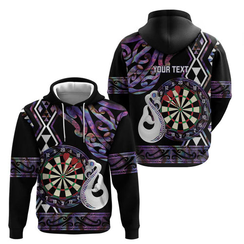 Personalised New Zealand Darts Hoodie Ngutukaka Manaia Taniko Luxury Purple - Aussie Hoodie