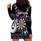 Personalised New Zealand Darts Hoodie Dress Ngutukaka Manaia Taniko Luxury Purple - Aussie Hoodie
