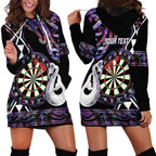 Personalised New Zealand Darts Hoodie Dress Ngutukaka Manaia Taniko Luxury Purple - Aussie Hoodie