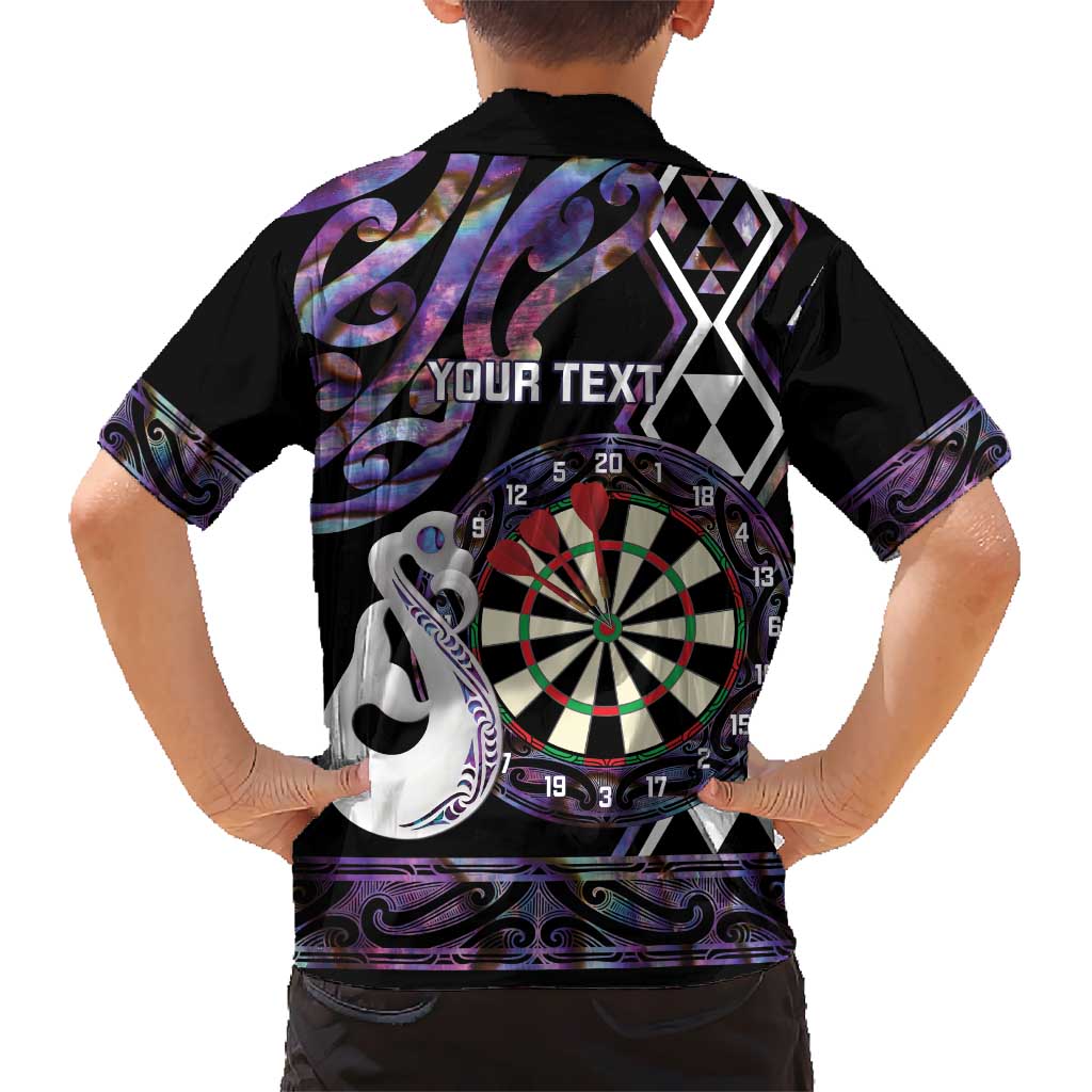 Personalised New Zealand Darts Kid Hawaiian Shirt Ngutukaka Manaia Taniko Luxury Purple - Aussie Hoodie