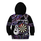 Personalised New Zealand Darts Kid Hoodie Ngutukaka Manaia Taniko Luxury Purple - Aussie Hoodie