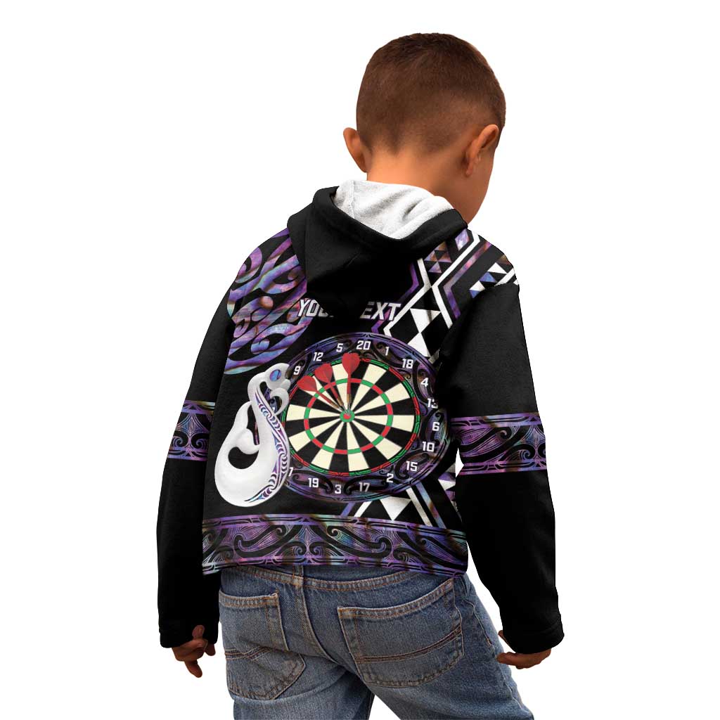 Personalised New Zealand Darts Kid Hoodie Ngutukaka Manaia Taniko Luxury Purple - Aussie Hoodie