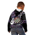 Personalised New Zealand Darts Kid Hoodie Ngutukaka Manaia Taniko Luxury Purple - Aussie Hoodie