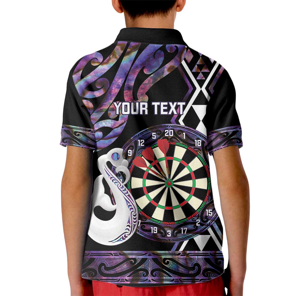 Personalised New Zealand Darts Kid Polo Shirt Ngutukaka Manaia Taniko Luxury Purple - Aussie Hoodie