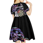 Personalised New Zealand Darts Kid Short Sleeve Dress Ngutukaka Manaia Taniko Luxury Purple - Aussie Hoodie