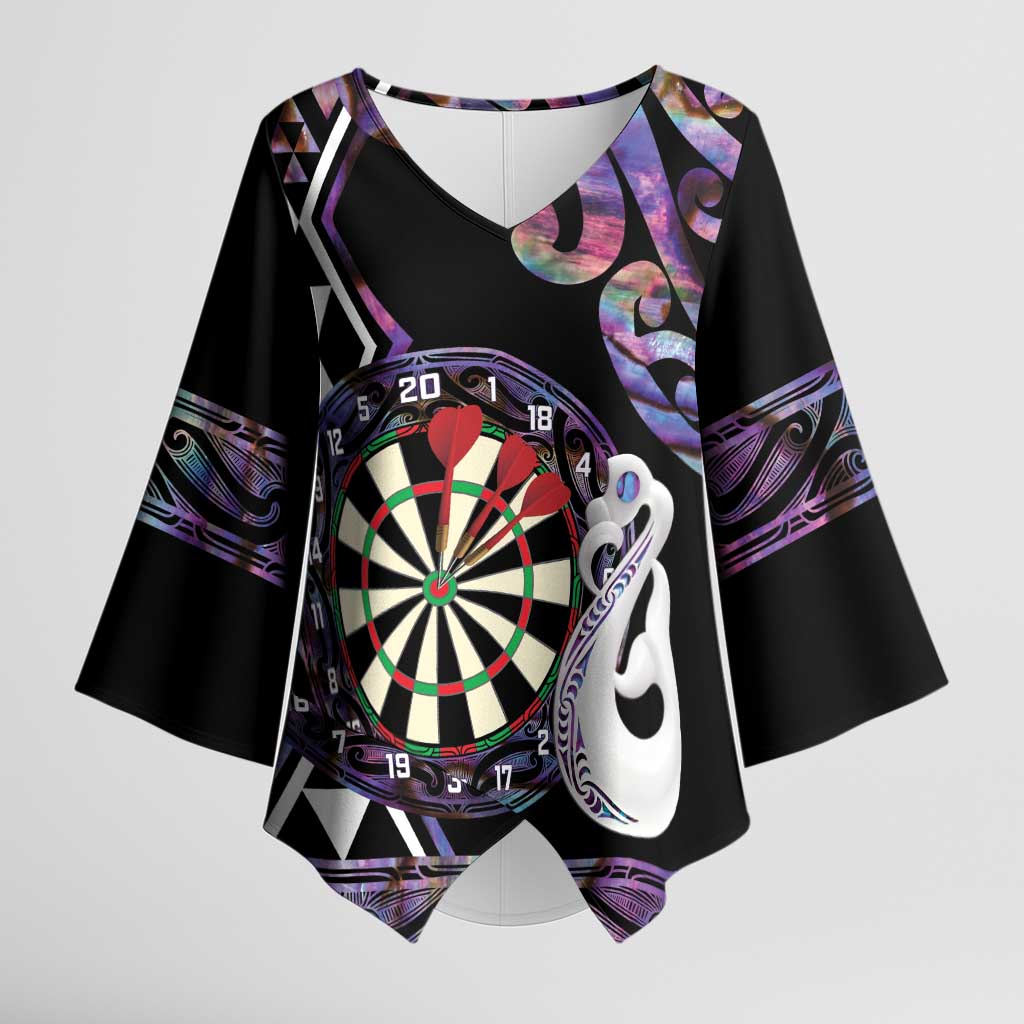 Personalised New Zealand Darts Kimono Sleeve Blouse Ngutukaka Manaia Taniko Luxury Purple - Aussie Hoodie