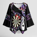 Personalised New Zealand Darts Kimono Sleeve Blouse Ngutukaka Manaia Taniko Luxury Purple - Aussie Hoodie