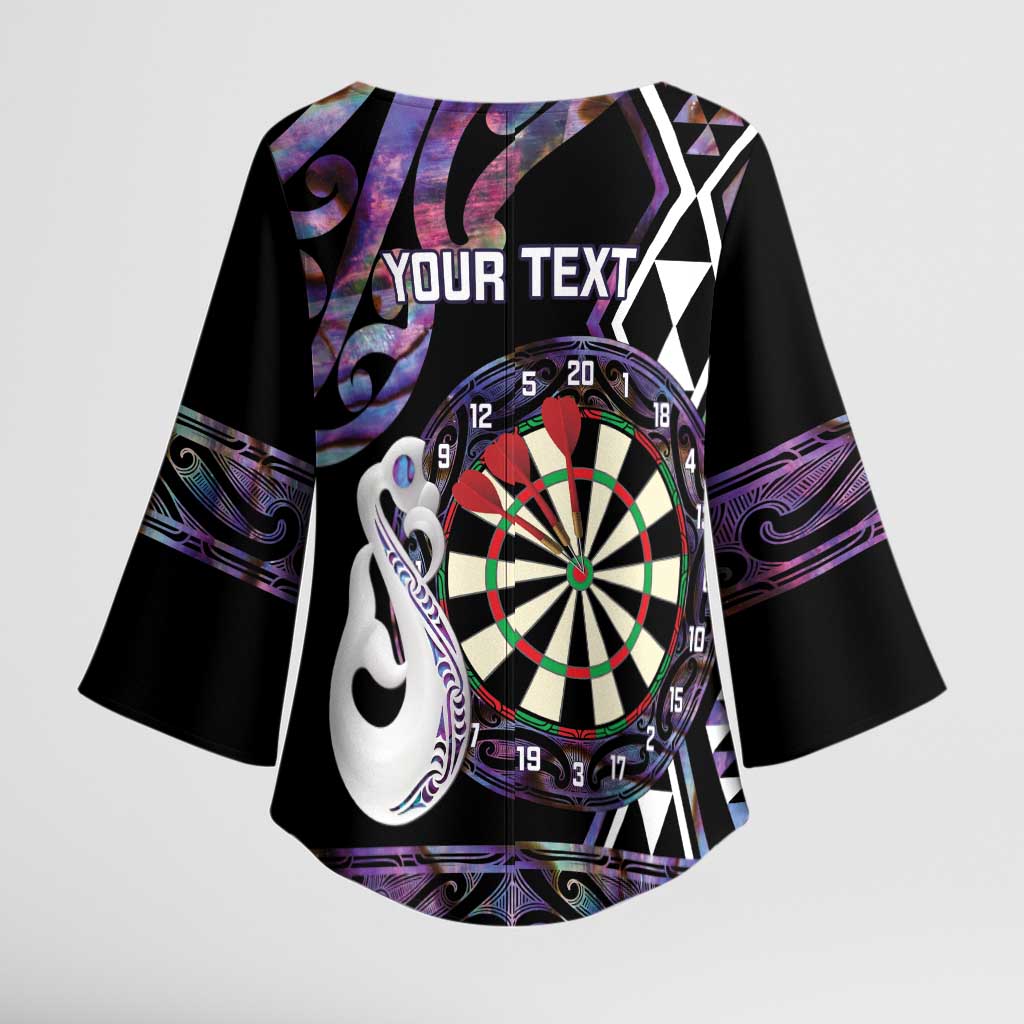 Personalised New Zealand Darts Kimono Sleeve Blouse Ngutukaka Manaia Taniko Luxury Purple - Aussie Hoodie