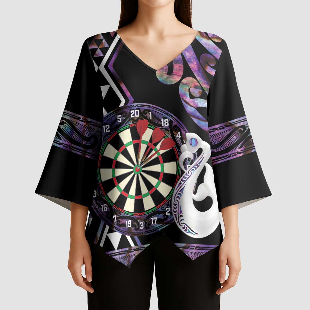 Personalised New Zealand Darts Kimono Sleeve Blouse Ngutukaka Manaia Taniko Luxury Purple - Aussie Hoodie