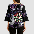 Personalised New Zealand Darts Kimono Sleeve Blouse Ngutukaka Manaia Taniko Luxury Purple - Aussie Hoodie