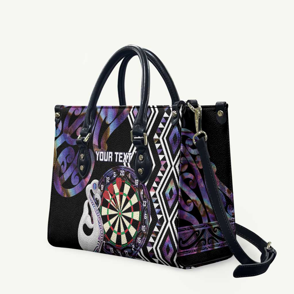 Personalised New Zealand Darts Leather Bag Ngutukaka Manaia Taniko Luxury Purple - Aussie Hoodie
