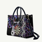 Personalised New Zealand Darts Leather Bag Ngutukaka Manaia Taniko Luxury Purple - Aussie Hoodie