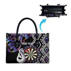 Personalised New Zealand Darts Leather Bag Ngutukaka Manaia Taniko Luxury Purple - Aussie Hoodie