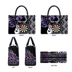 Personalised New Zealand Darts Leather Bag Ngutukaka Manaia Taniko Luxury Purple - Aussie Hoodie
