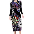Personalised New Zealand Darts Long Sleeve Bodycon Dress Ngutukaka Manaia Taniko Luxury Purple - Aussie Hoodie
