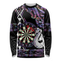 Personalised New Zealand Darts Long Sleeve Shirt Ngutukaka Manaia Taniko Luxury Purple - Aussie Hoodie