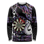Personalised New Zealand Darts Long Sleeve Shirt Ngutukaka Manaia Taniko Luxury Purple - Aussie Hoodie