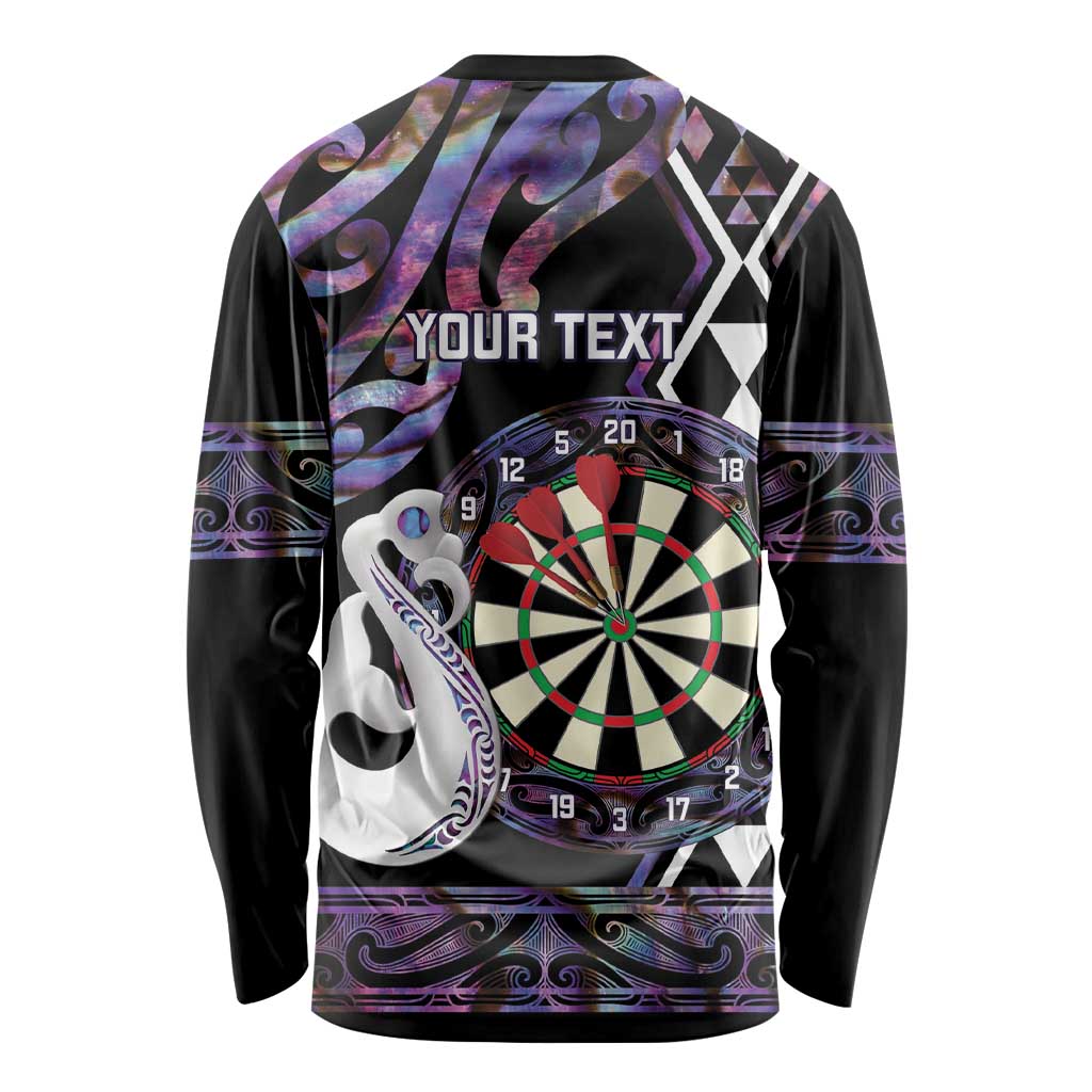 Personalised New Zealand Darts Long Sleeve Shirt Ngutukaka Manaia Taniko Luxury Purple - Aussie Hoodie
