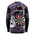 Personalised New Zealand Darts Long Sleeve Shirt Ngutukaka Manaia Taniko Luxury Purple - Aussie Hoodie