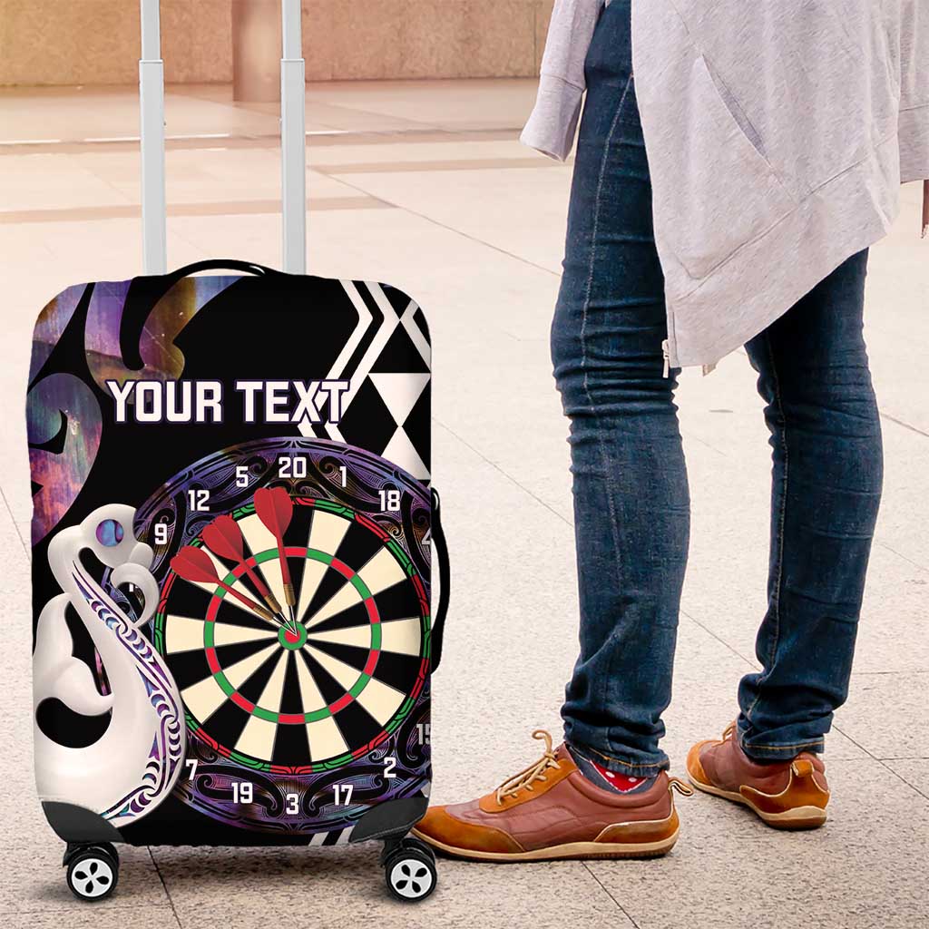 Personalised New Zealand Darts Luggage Cover Ngutukaka Manaia Taniko Luxury Purple - Aussie Hoodie
